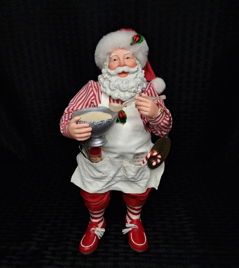 Possible Dreams Clothtique Santa’s Own Recipe Apron Punch Bowl and Ladle Cute!